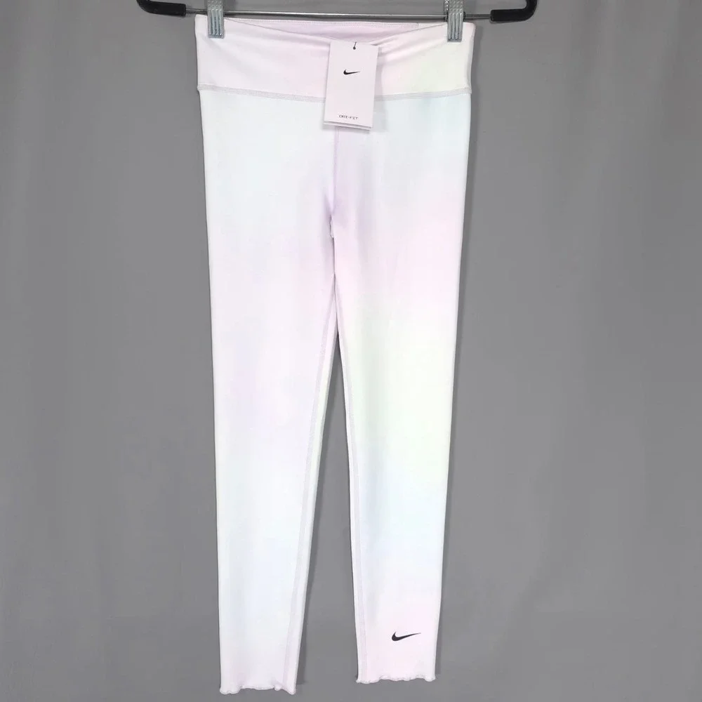 NIKE‎ Kids Girls New Leggings MEDIUM Training White Tight Fit DJ5901-695